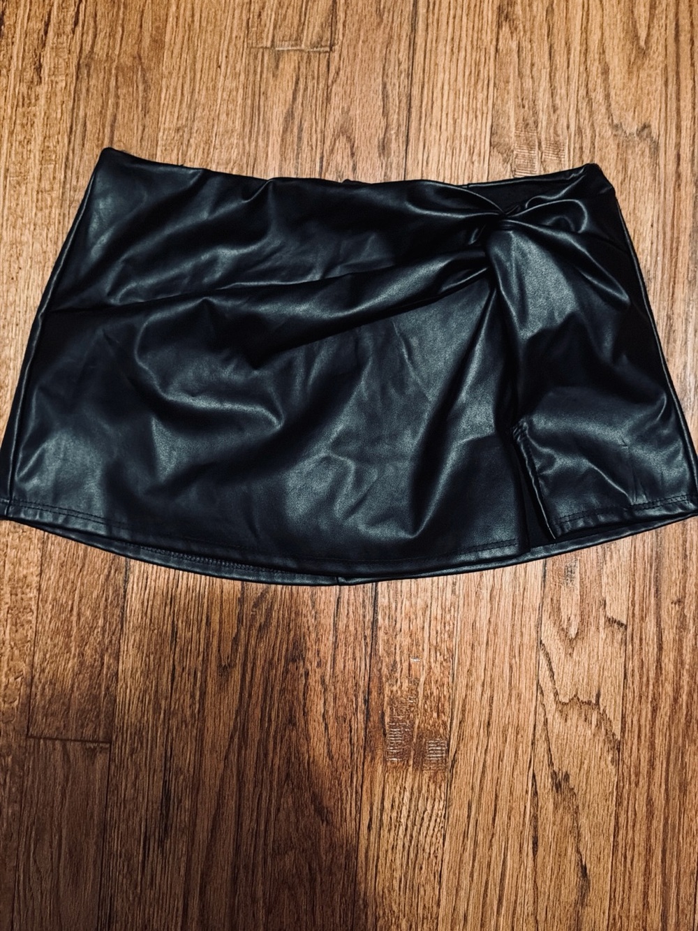 Blue Blush Black Faux Leather Mini Skort with Knot Detail!! Size: Medium
